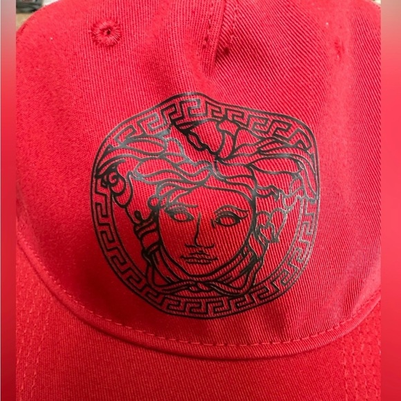 NEW Versace $350 Medusa Head Logo Adjustable Baseball Hat Size 59 Large RED - Picture 2 of 8